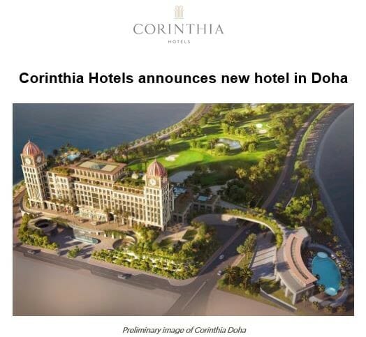 Corinthia Hotels announces new hotel in Doha