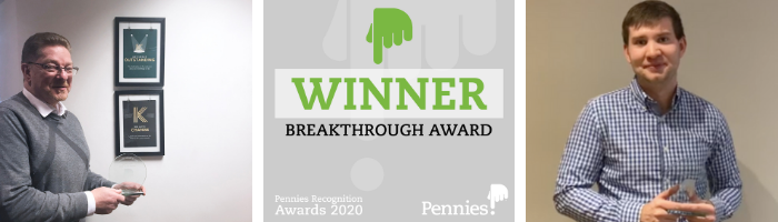 KEW GREEN HOTELS AND TABLETOP ARE JOINT WINNERS   OF PENNIES BREAKTHROUGH AWARD 2020